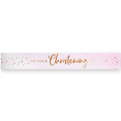 Picture of ON YOUR CHRISTENING BANNER PINK 2.74M